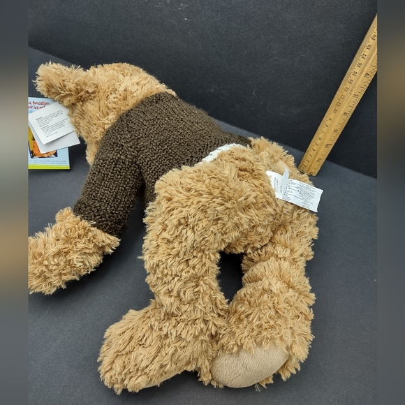 17" Charity Bear by President's Choice wearing a handsome brown cardigan - Picture 6 of 10